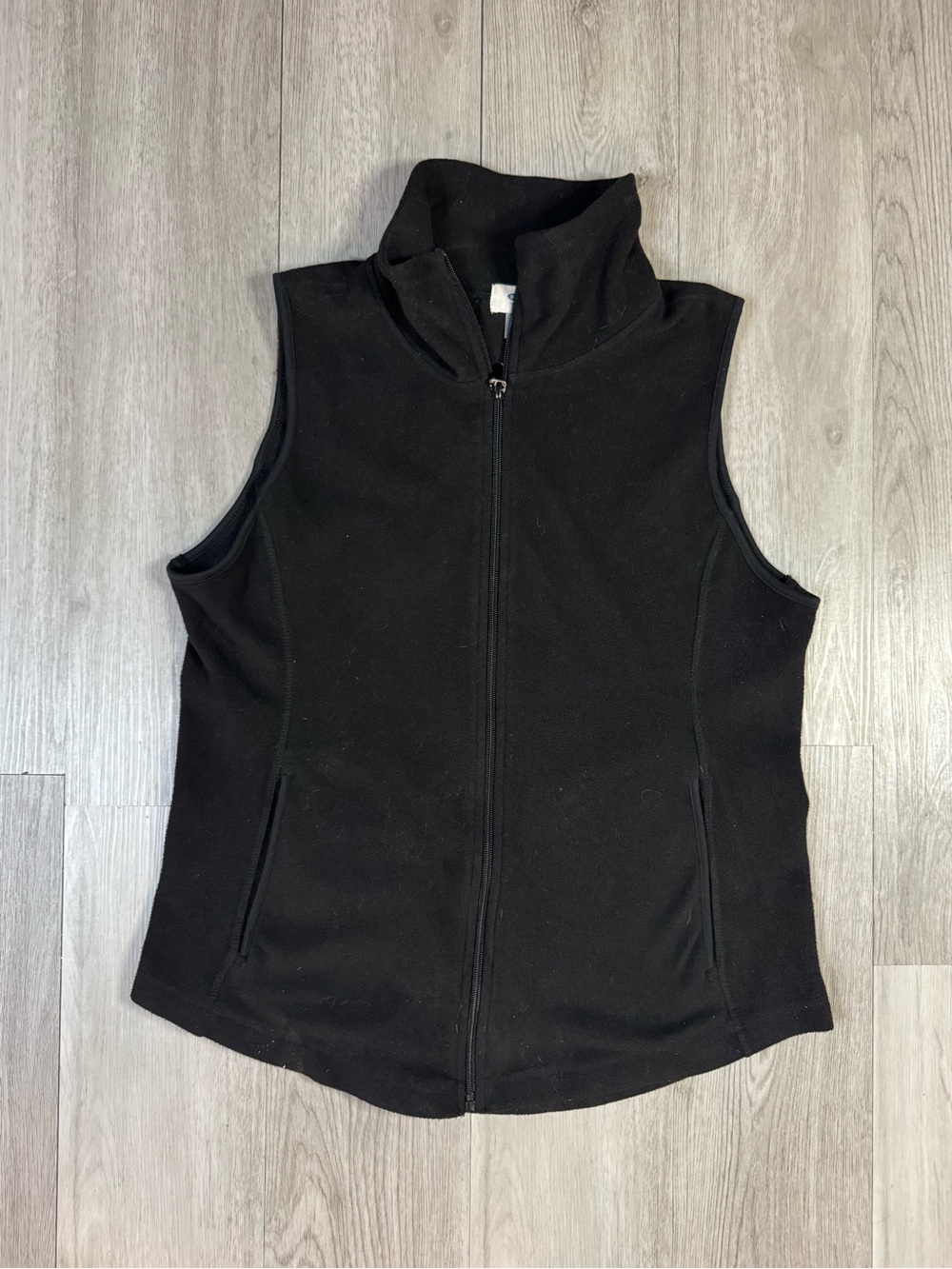 Old Navy Women's Black Fleece Full Zip Sleeveless Vest w Pockets Size Medium